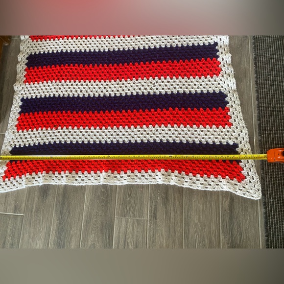 Crochet Throw Blanket 89β/50β Red*White*Blue Handmade with Love! πΊπΈβ€οΈπ€π - Picture 4 of 5